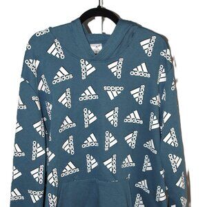Adidas Men’s Hoodie All Over Logo Teal Green White 2XLT